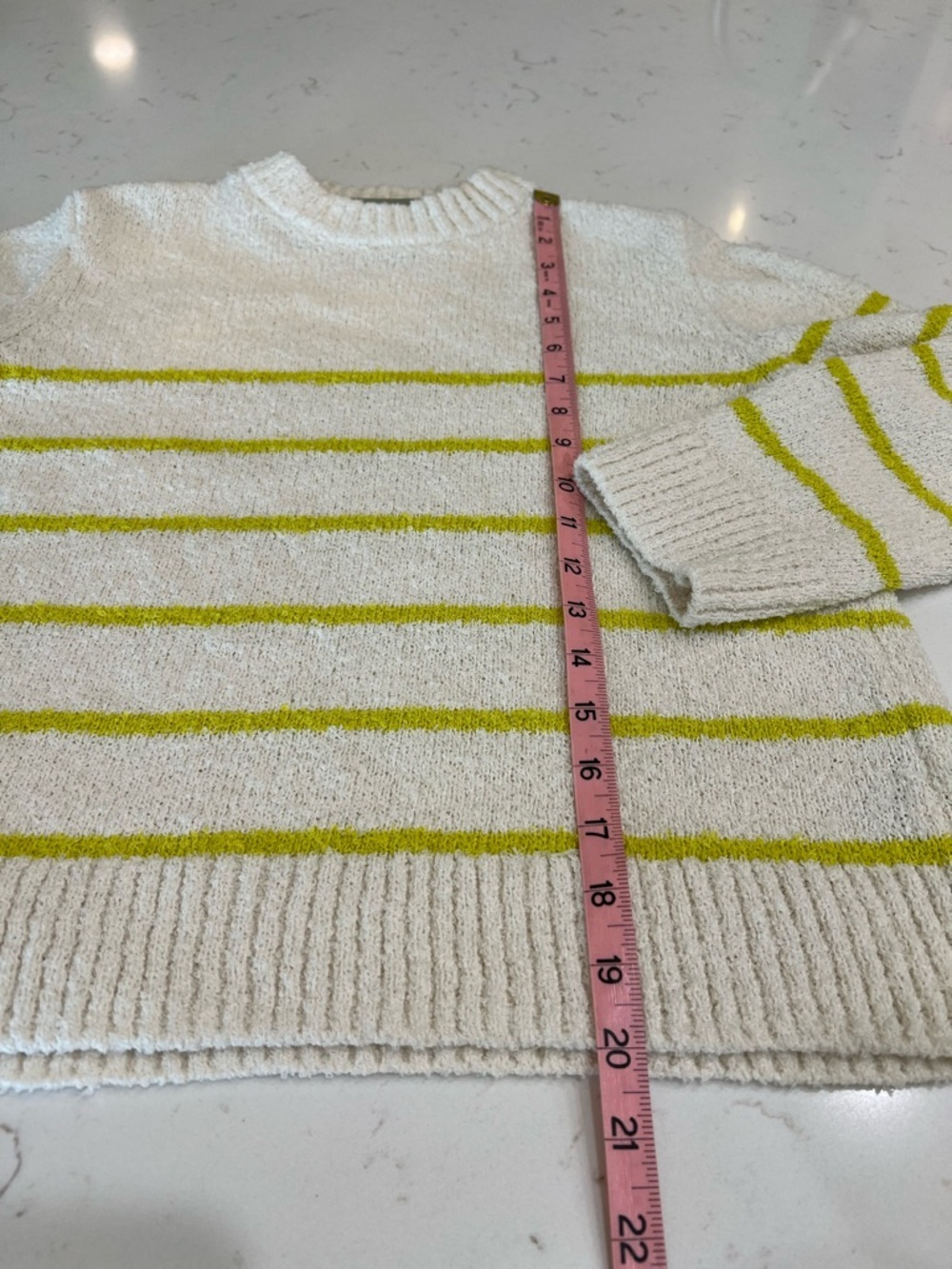 H&M Striped Slub Knit Sweater Cream Green Youth 16/18 NWT - Picture 7 of 7